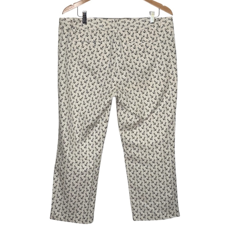 J Crew City Fit Straight Leg Cropped Anchor Printed Pants Size 14 Nautical - Picture 5 of 13